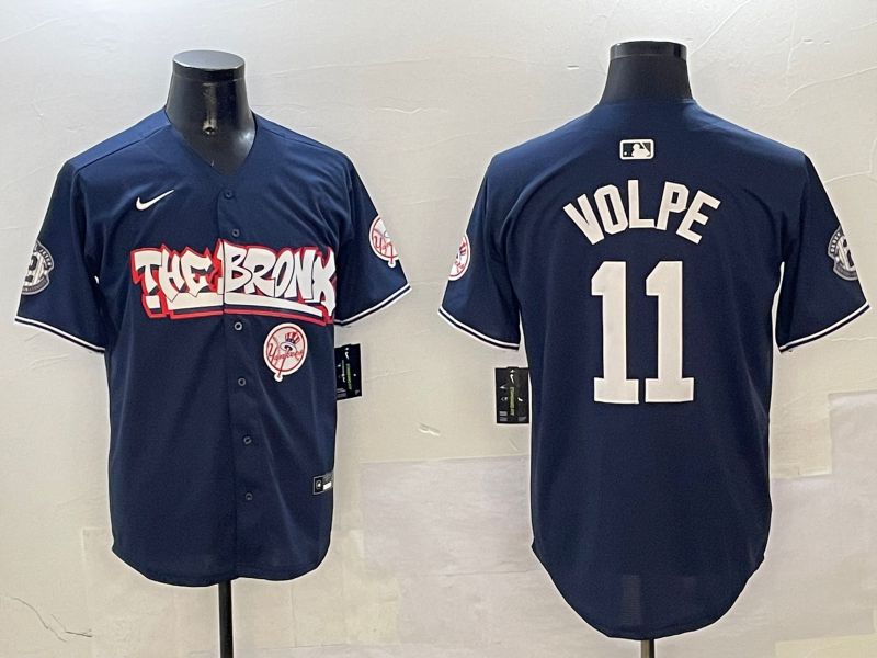 Men New York Yankees #11 Volpe Drak Blue four generations Joint Name 2025 Nike MLB Jersey style 6->new york yankees->MLB Jersey